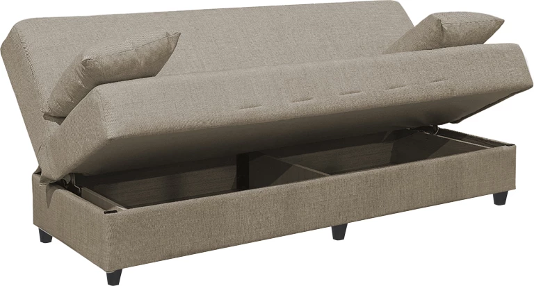 Divan trefishtë me hapësirë ruajtëse, ngjyrë krem,, 190x75x85cm