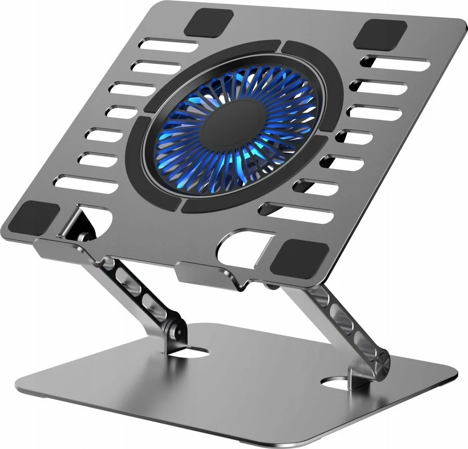 Mbajtëse laptopi Art P12, alumin, me ftohje (1 ventilator), LED, rregullim lartësie+këndi, 10-17.3", argjendtë