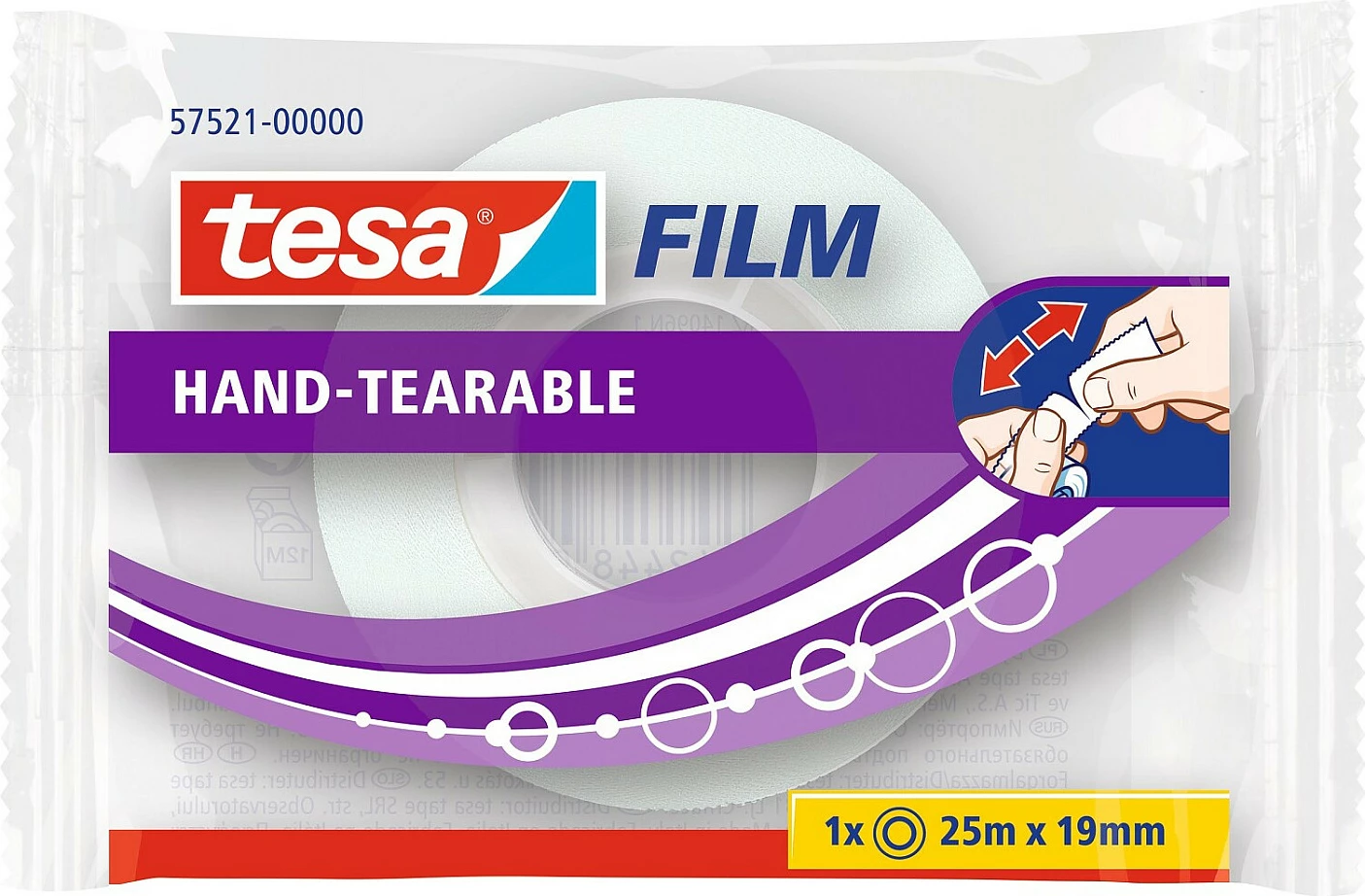 Shirit ngjitës Tesa tesafilm 57521-00000-01, 25 m x 19 mm, transparent