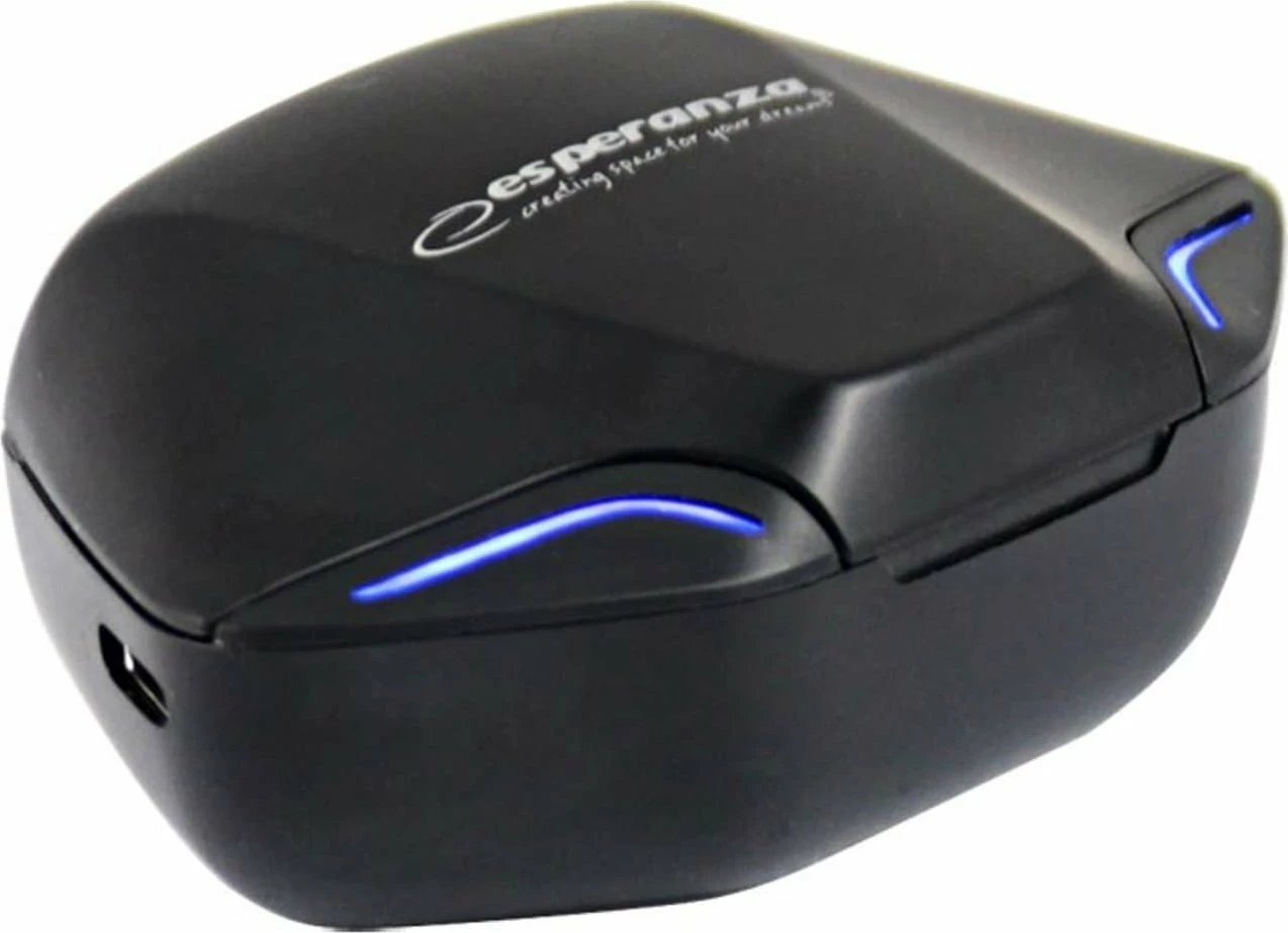 Kufje Esperanza EH231K TWS Bluetooth 5.0 me mikrofon, in-ear, me kasë karikimi 300mAh, të zeza, me kabllo USB-C 25cm
