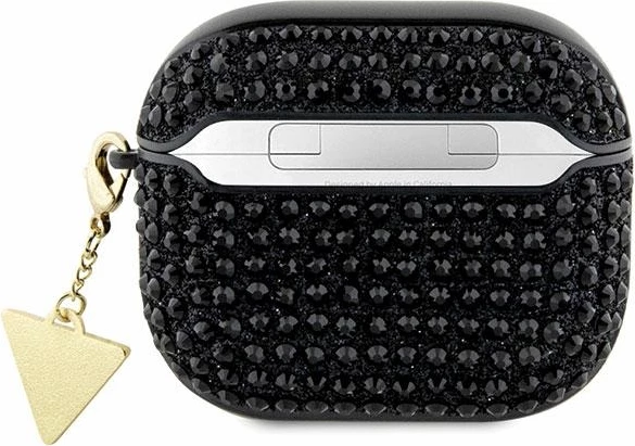 Mbështjellës Guess Rhinestone Triangle për AirPods 3, TPU, i zi