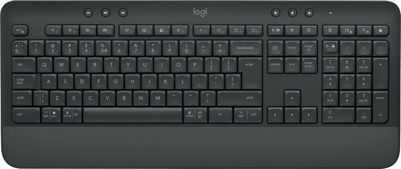 Tastierë Logitech Signature K650 920-010949, wireless, layout HU, me numpad, me mbështetëse për kyç, Graphite