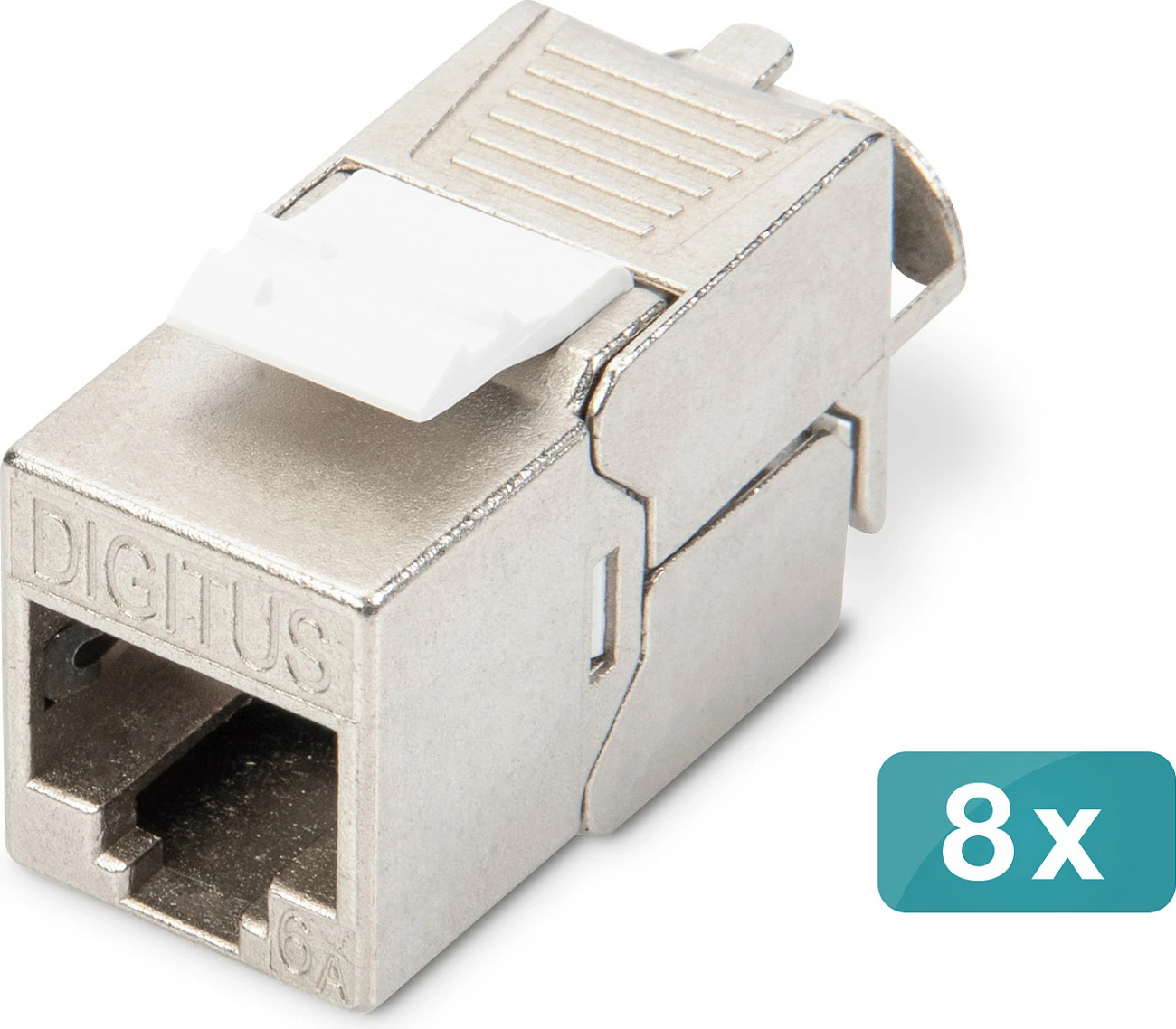 Keystone Jack Digitus Cat6A RJ45-LSA i ekranizum 500MHz, 8 copë, Silver