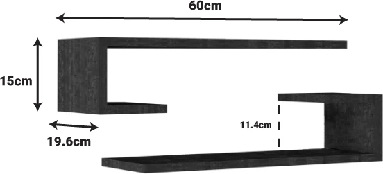 Set raftesh muri, melaminë, ngjyrë e bardhë, 60x19.6x15cm