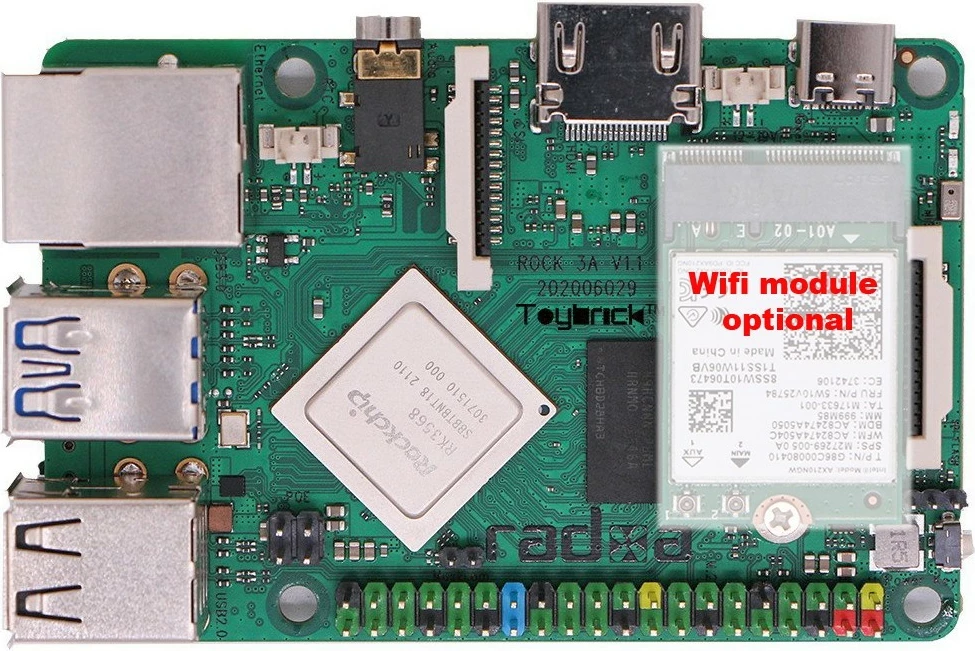 Pllakë amë Allnet Radxa Rock 3A, 2GB, RK3568, Quad-core Cortex-A55