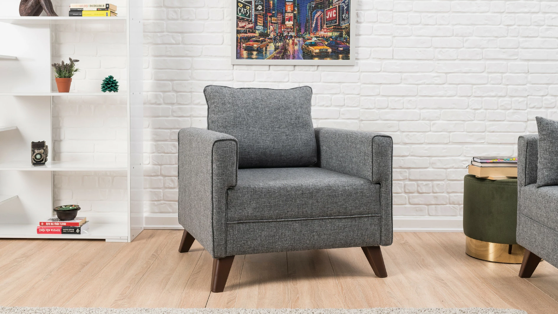 Fotel njëvendëshe Atelier del Sofa, Bella, ngjyrë gri