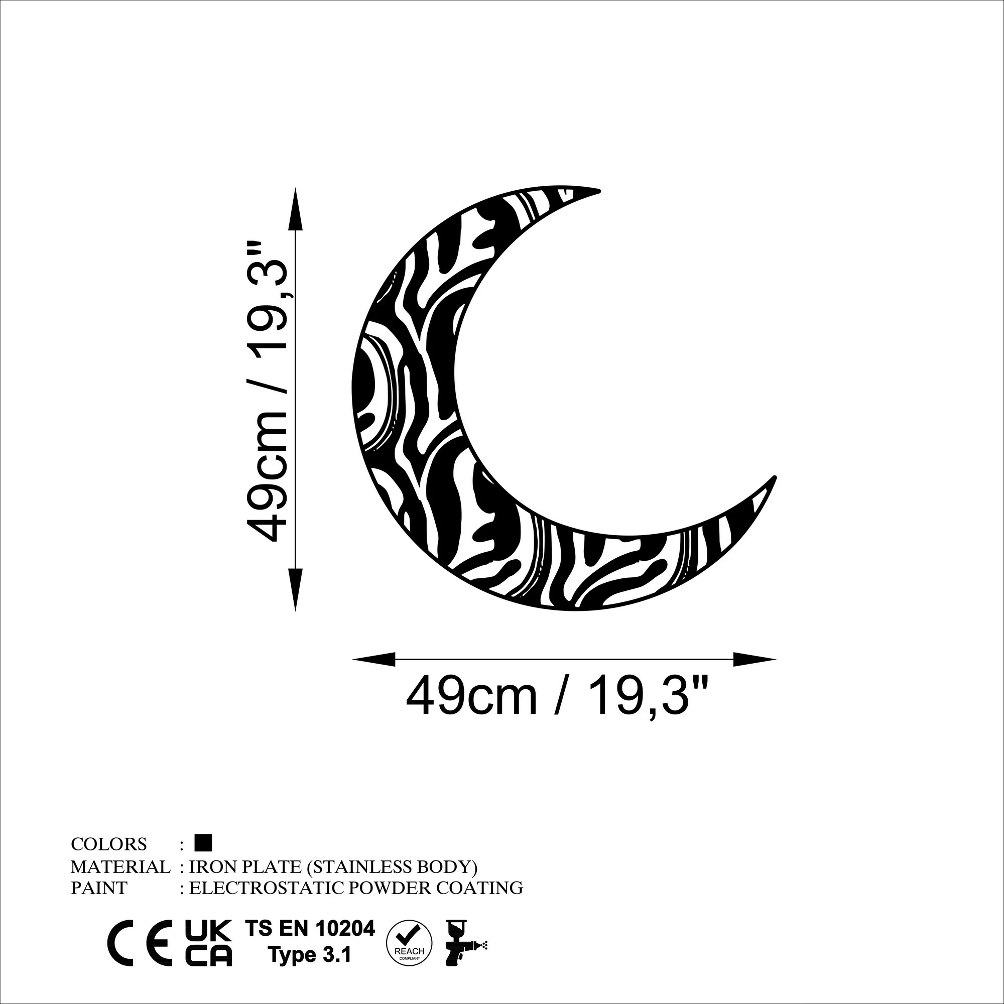 Aksesor dekorativ muri prej metali, formë hëne, Wallity, Crescent 4