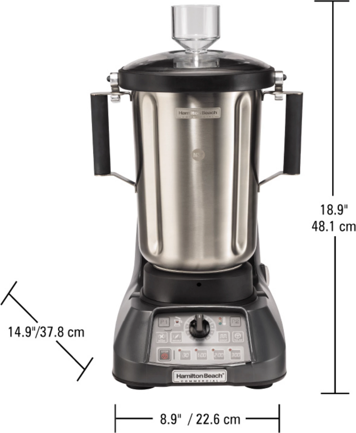 blender profesional kuzhine, Hamilton Beach Commercial, EXPEDITOR 1100SR, motor 3.5 HP, enë 4 L inox, programe dhe shpejtësi variabël, inox/zezë