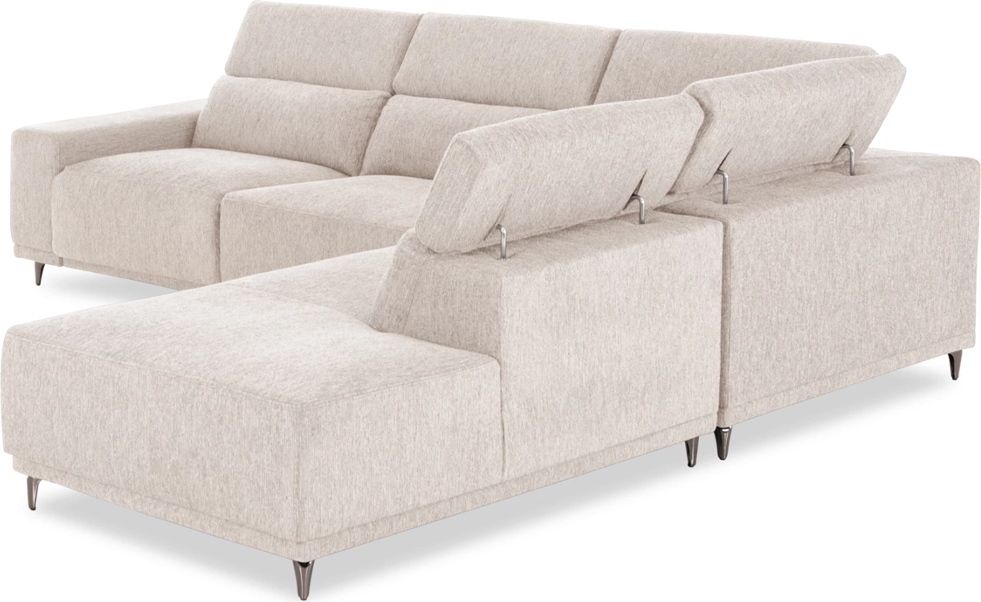 Këndore e majtë 5-vendëshe me recline, stof ecru, LUNARIS CD3316.02L, 307x267x94H