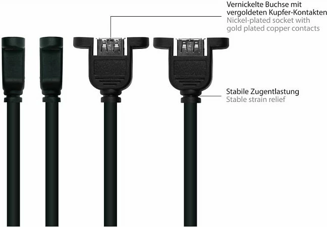 Kabëll zgjatues USB Kabelmeister USB 2.0, A mashkull në A femër për montim në panel, 0.5 m, i zi