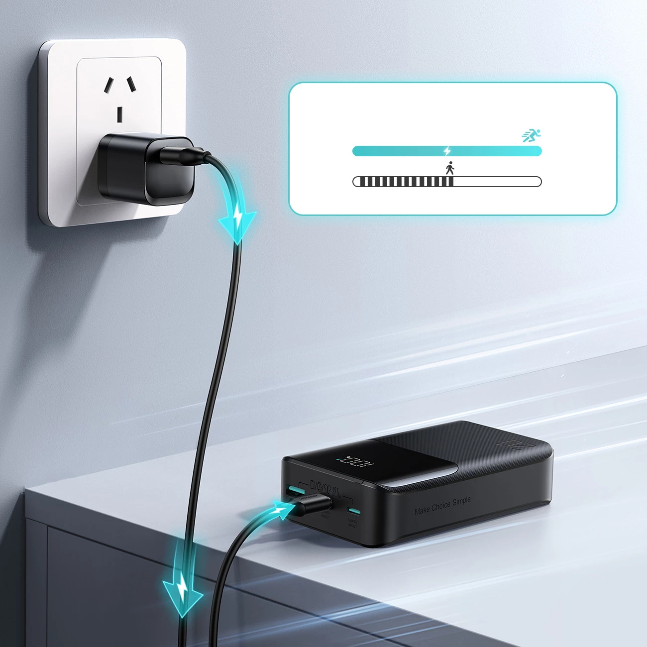 Powerbank Joyroom JR-QP192 Star Series Mini 20000mAh 22.5W me ekran digjital, e zezë