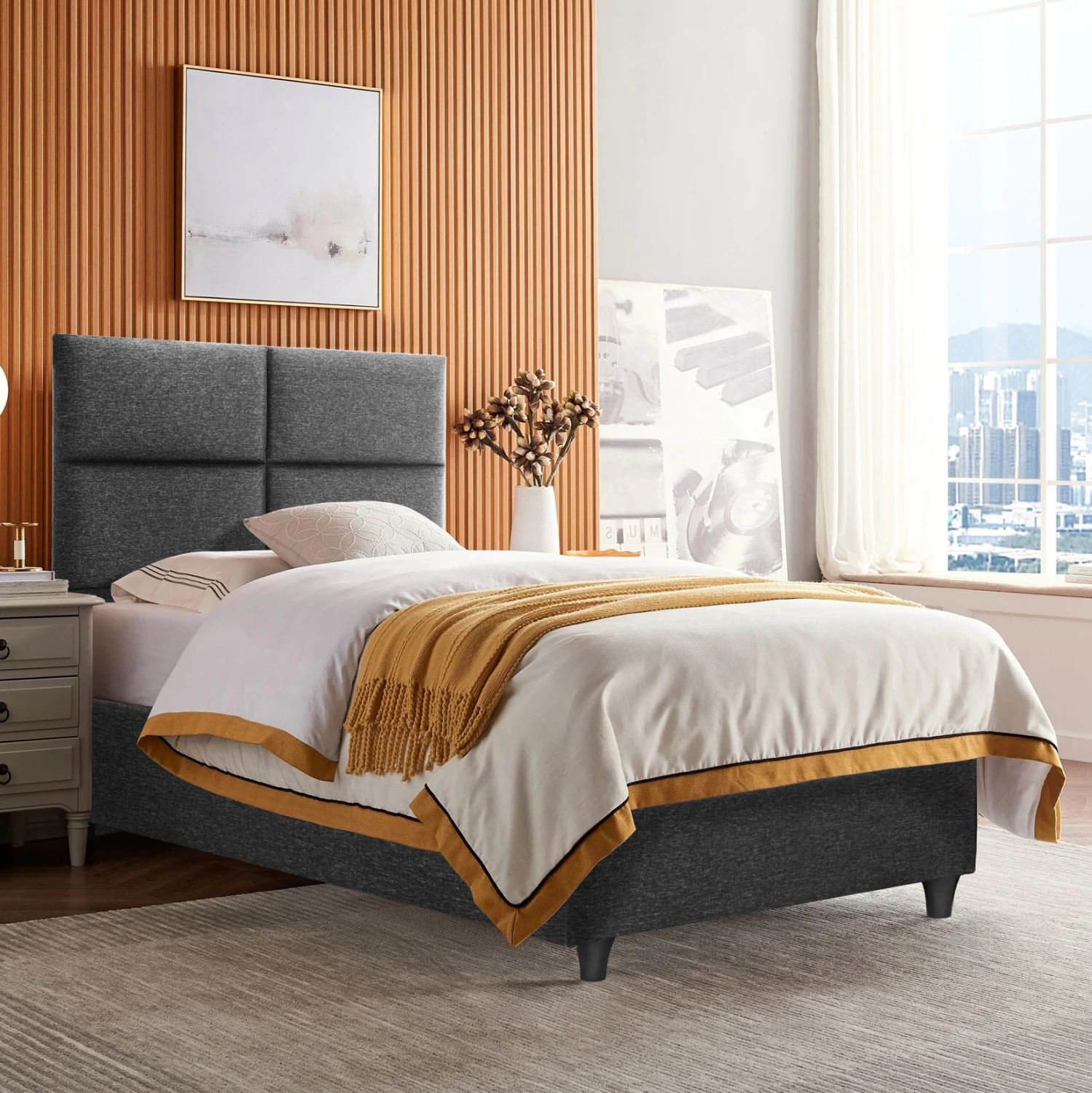 Krevat FH652.01 MILO, pëlhurë gri, 90x200