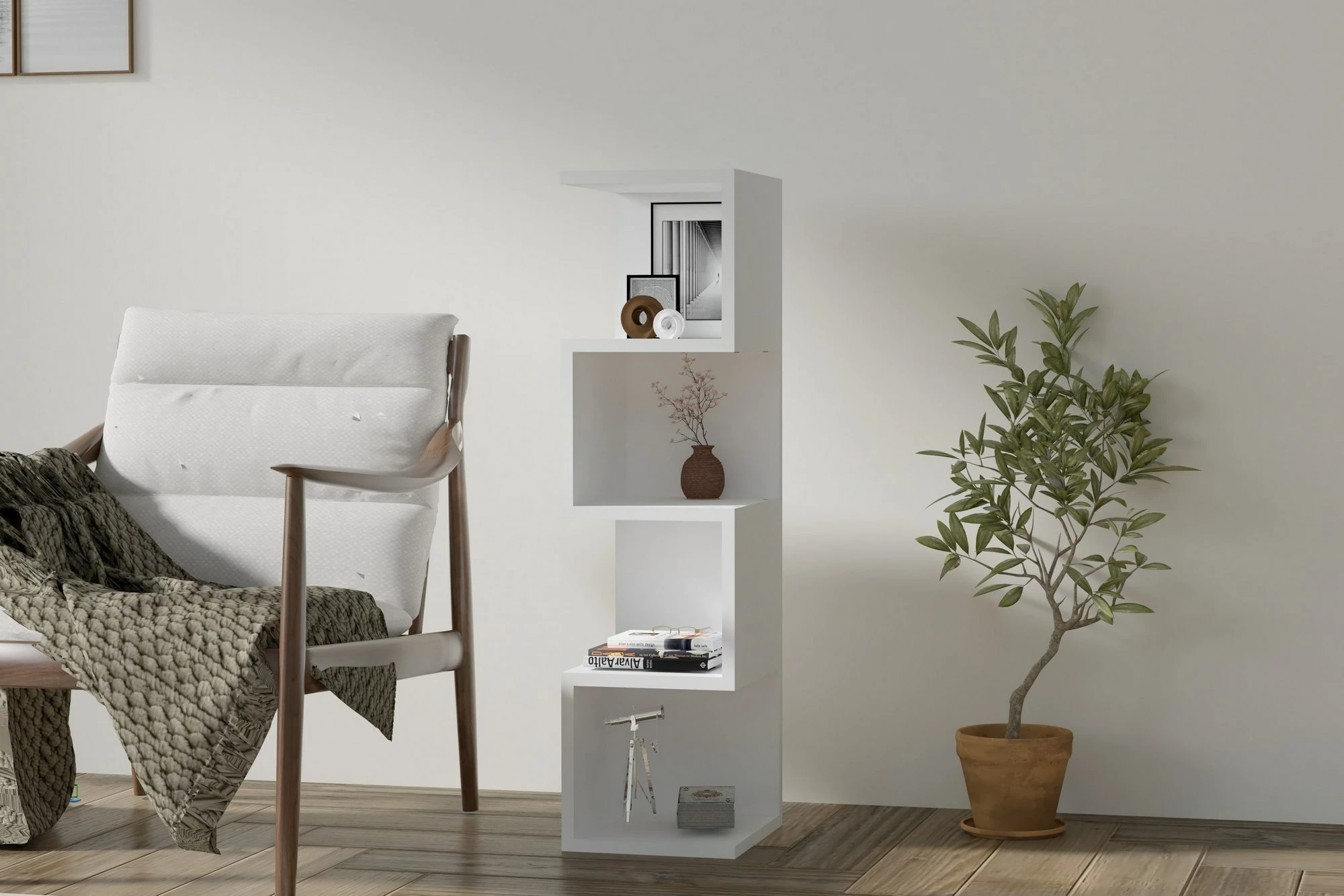 Raft librash Hanah Home, Alin, i bardhë