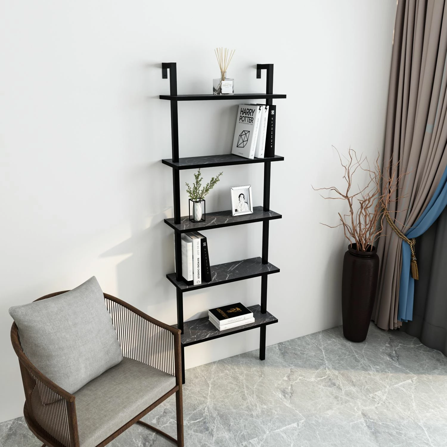 Raft librash Hanah Home, Piante, ngjyrë e zezë