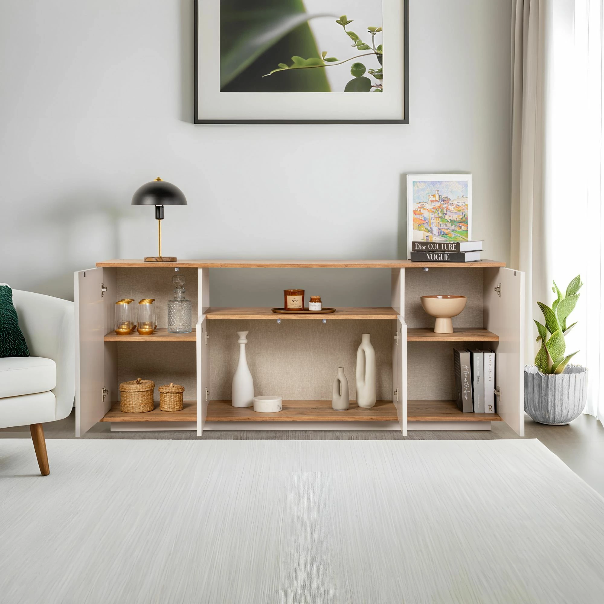 Konsol Skye Decor, Arista, ngjyrë cashmere dhe Atlantic Pine