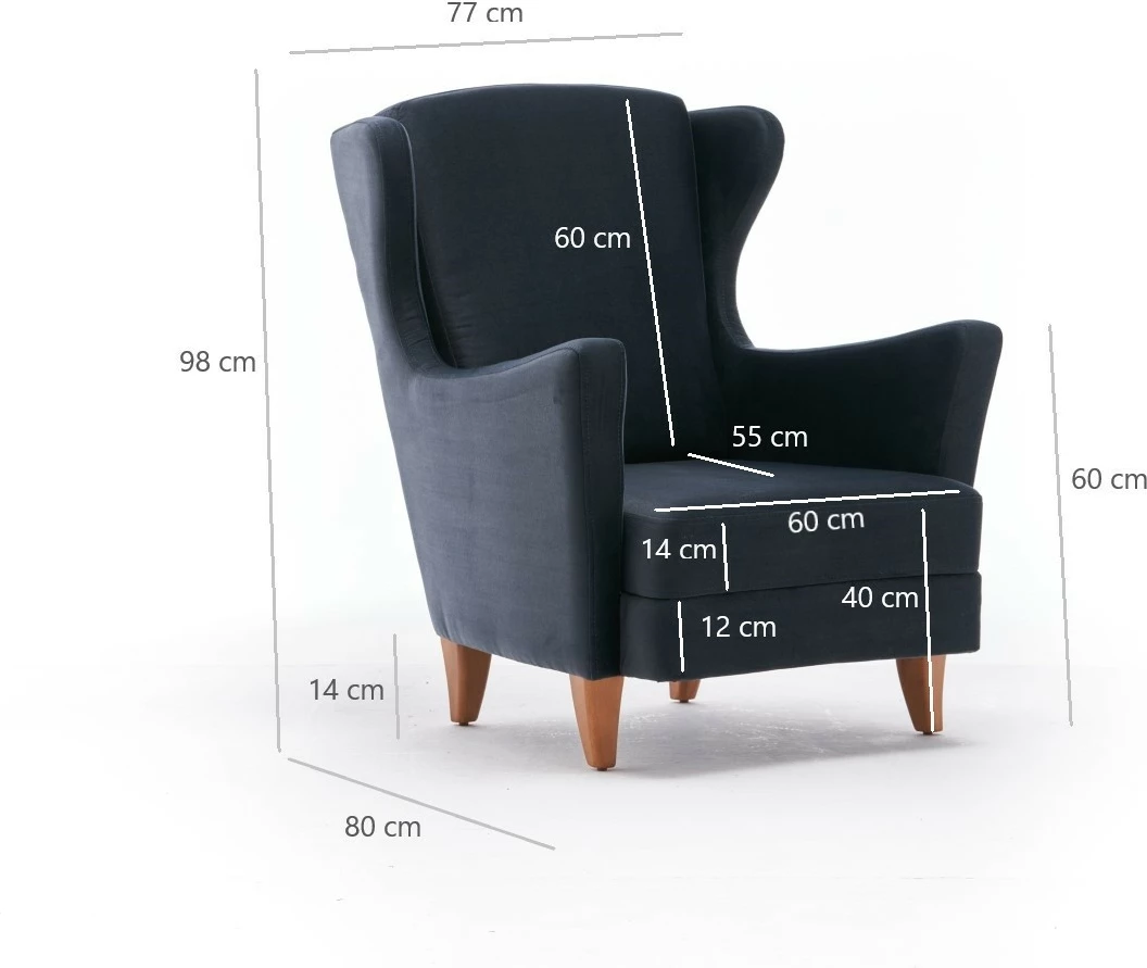 Karrige berjer Lola, ngjyrë antracit, Atelier del Sofa