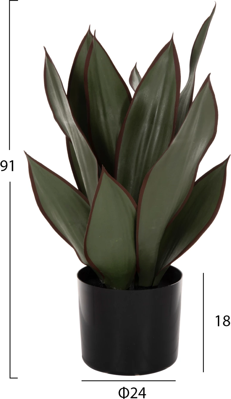 Bimë dekorative sintetike në vazo, gjethe të gjera Sansevieria, FH7996, 14x12-51cm