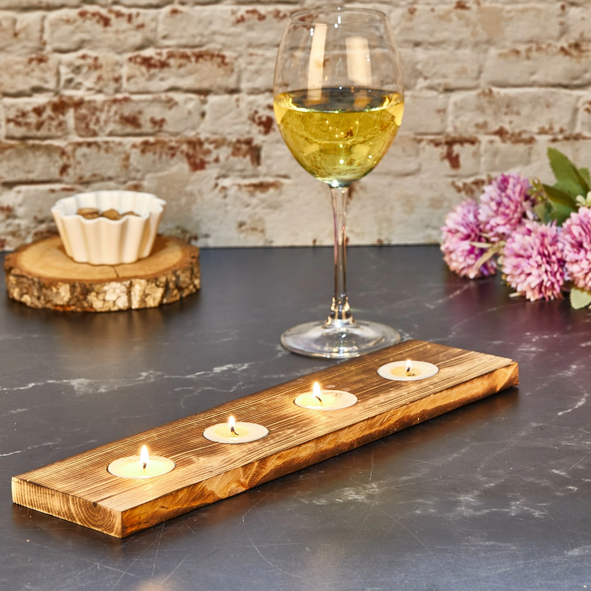 Mbajtës druri për qirinj të vegjël, ngjyrë natyrale, Aberto Design, Tealight N