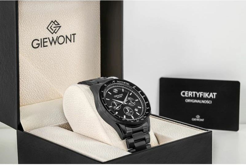 Orë dore meshkuj Giewont GW3520-B1, e zezë