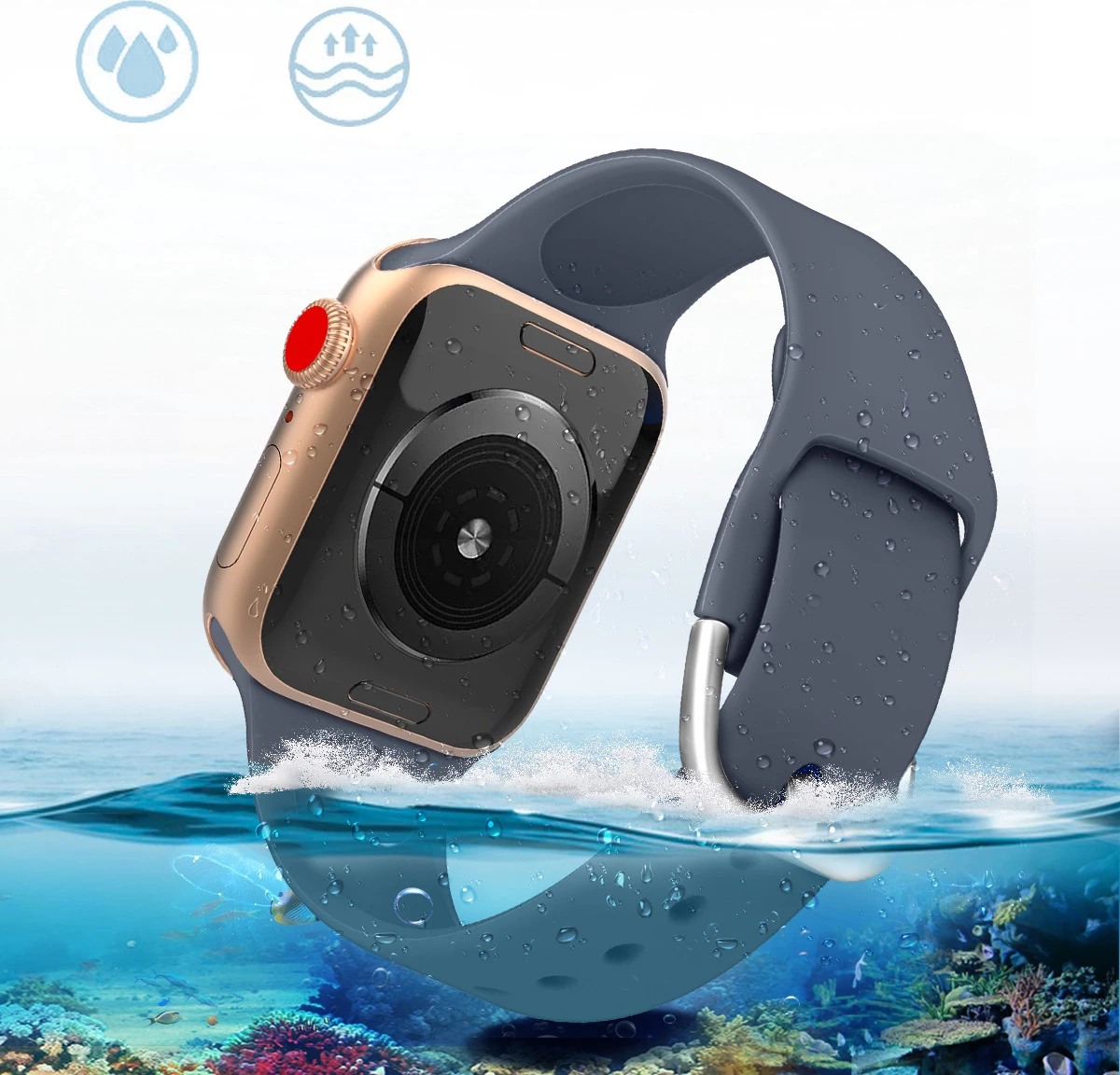 Rrip silikoni për orë të mençur Hurtel për Apple Watch Ultra/9/8/7/6/5/4/3/2/SE (42/44/45/49mm), Kuq