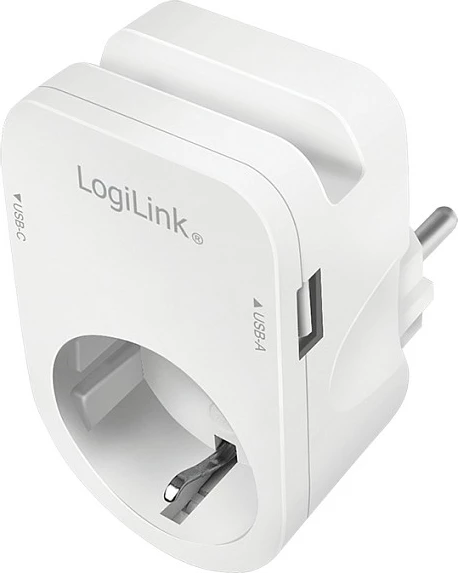 Karikues LogiLink USB-A/USB-C, 17W, 2 porta, prizë Schuko, i bardhë