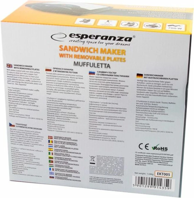 Sandviçiere Esperanza Muffuletta EKT005, e zezë
