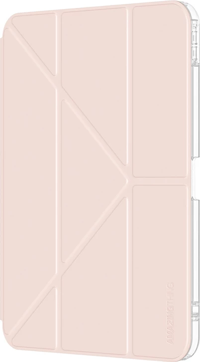 Mbështjellës tabletë, AmazingThing Minimal Case, për iPad Air 11" (2025) M3, folio me qëndrim, panel i pasëm transparent, mbajtës Apple Pencil, rozë