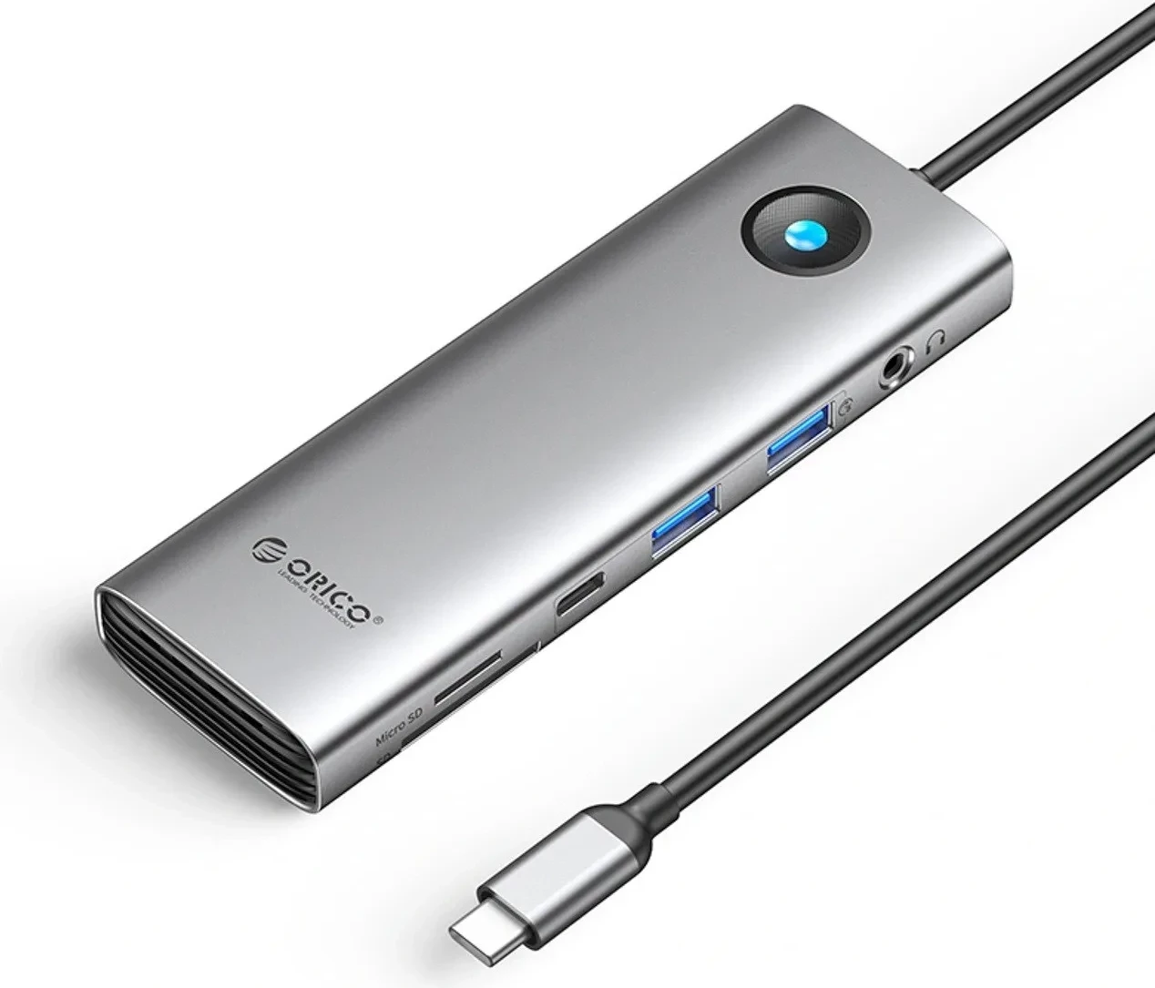 Hub Orico USB-C 9n1, 2x USB-A 3.0, 1x USB-C 3.0, 1x USB-C PD 100W, 1x HDMI 4K 60Hz, 1x microSD/SD, 1x RJ45 2.5G Ethernet, 1x Audio 3.5mm, hiri