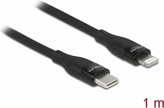 Kabllo DeLOCK USB-C në Lightning, 1 m, MFi, Fast Charge, e zezë