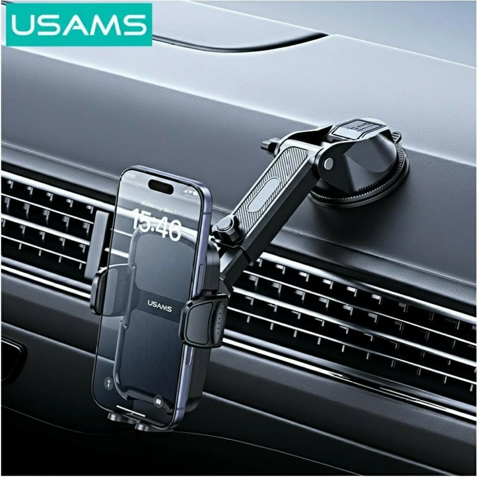 Mbajtëse telefoni për veturë USAMS ZJ086, për xham/pult, 4.7-7.0\", e zezë