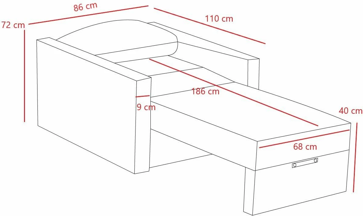 Krevat-karrige një vendi, Atelier del Sofa, Saros, krem
