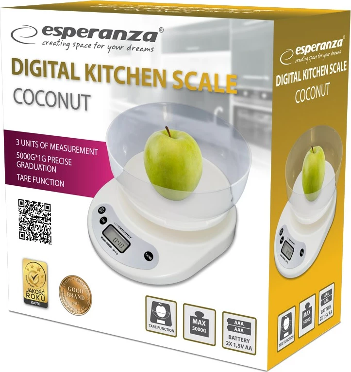 Peshore e kuzhinës me enë Esperanza EKS007, 5 kg, e bardhë