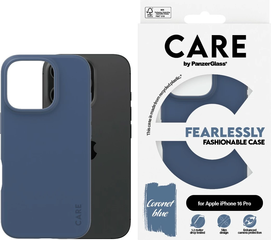 Mbështjellës PanzerGlass CARE Case Fashion Blue për iPhone 16 Pro