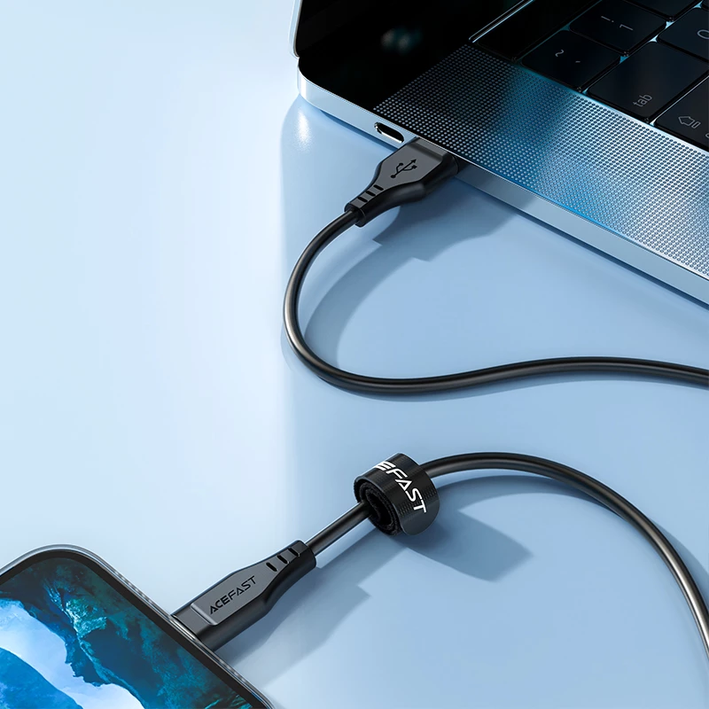 Kabllo Acefast C3-02, USB në Lightning, 1.2m, 2.4A, e zezë