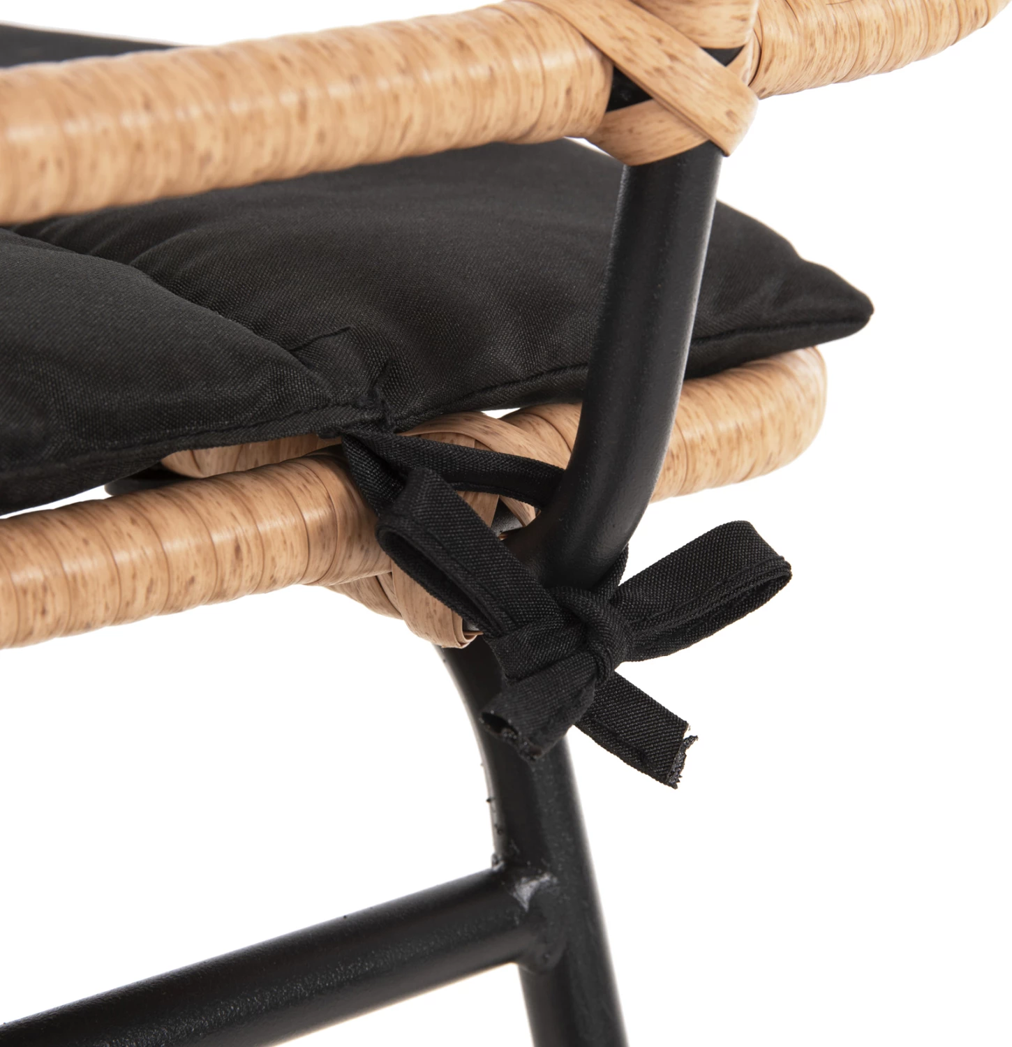 Karrige për bar me vend të lartë ALLEGRA FH5708.11 metalike & jastëk në ngjyrë të zezë-bezhë, 48x49x99,5H cm