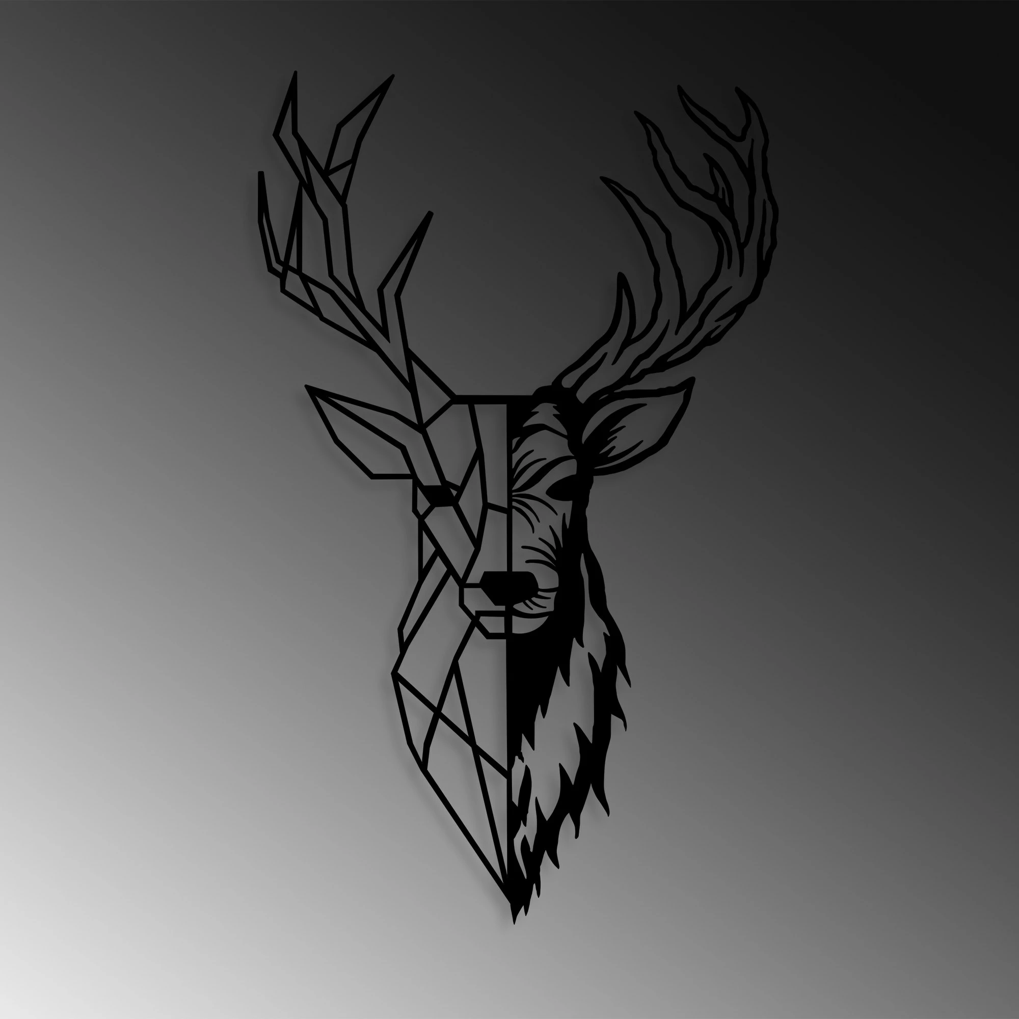 Aksesor dekorativ metalik për mur, Wallity, Red Deer 2, ngjyrë e zezë, 42x70cm