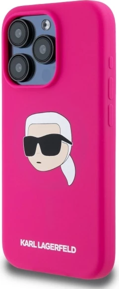 Mbështjellës Karl Lagerfeld KLHMP15LSKHPPPLF për iPhone 15 Pro 6.1", silikon, MagSafe, fuchsia