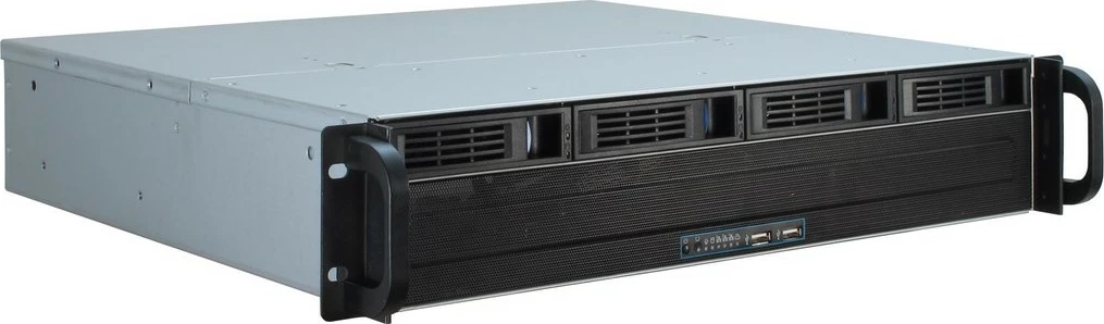 Kasë serveri Inter-Tech IPC 2U-2404S, rack 2U, micro ATX/Mini-ITX, 5x3.5", hot-swap, zezë/argjendtë