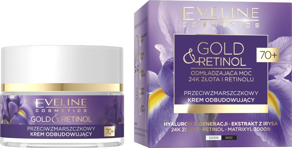 Krem për fytyrë anti-rrudhë Eveline Cosmetics Gold & Retinol 70+ për femra, 50ml