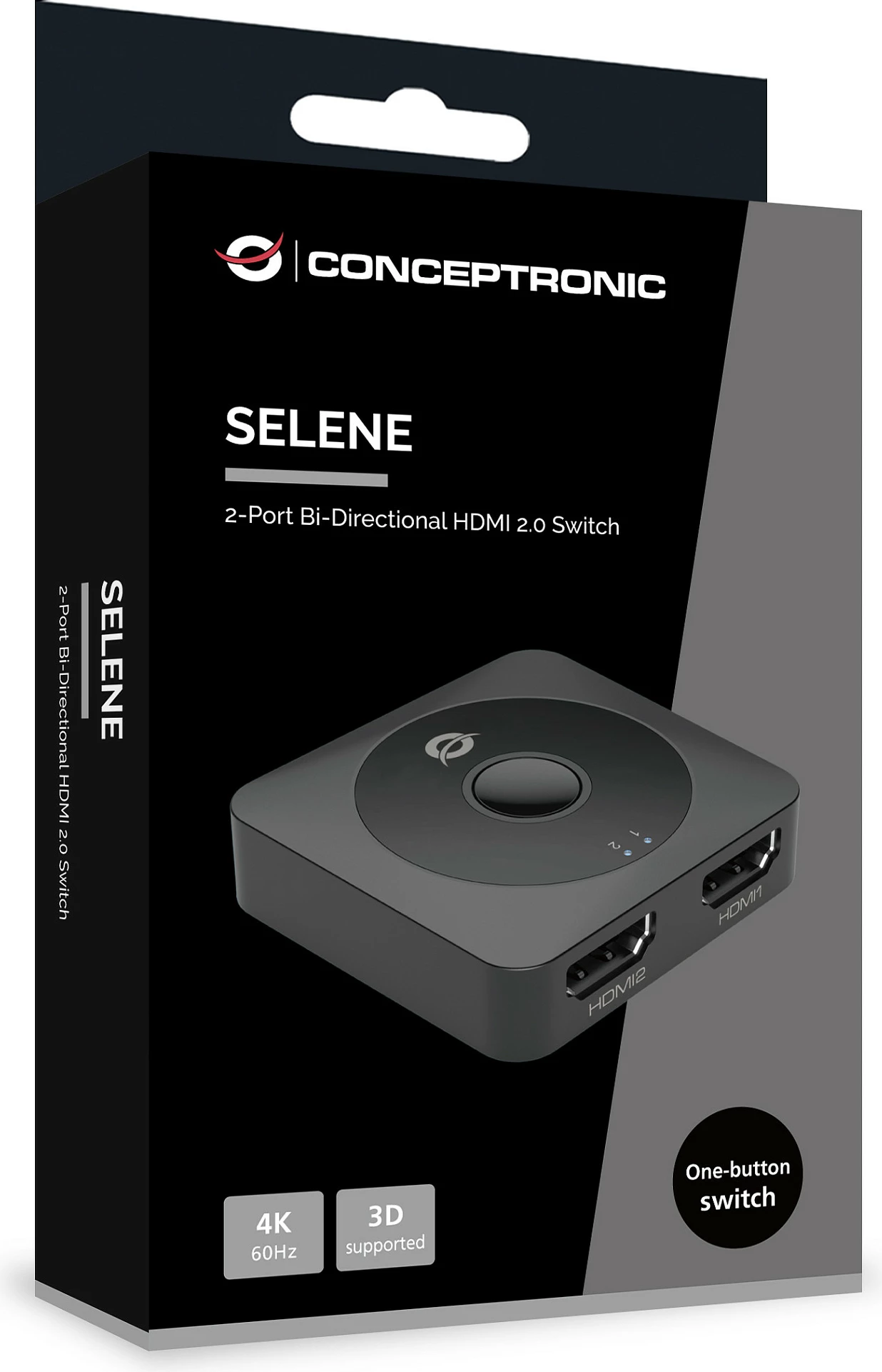Switch HDMI Conceptronic SELENE01B, 2-Port Bi-Directional, HDMI 2.0, 4K@60Hz, i zi