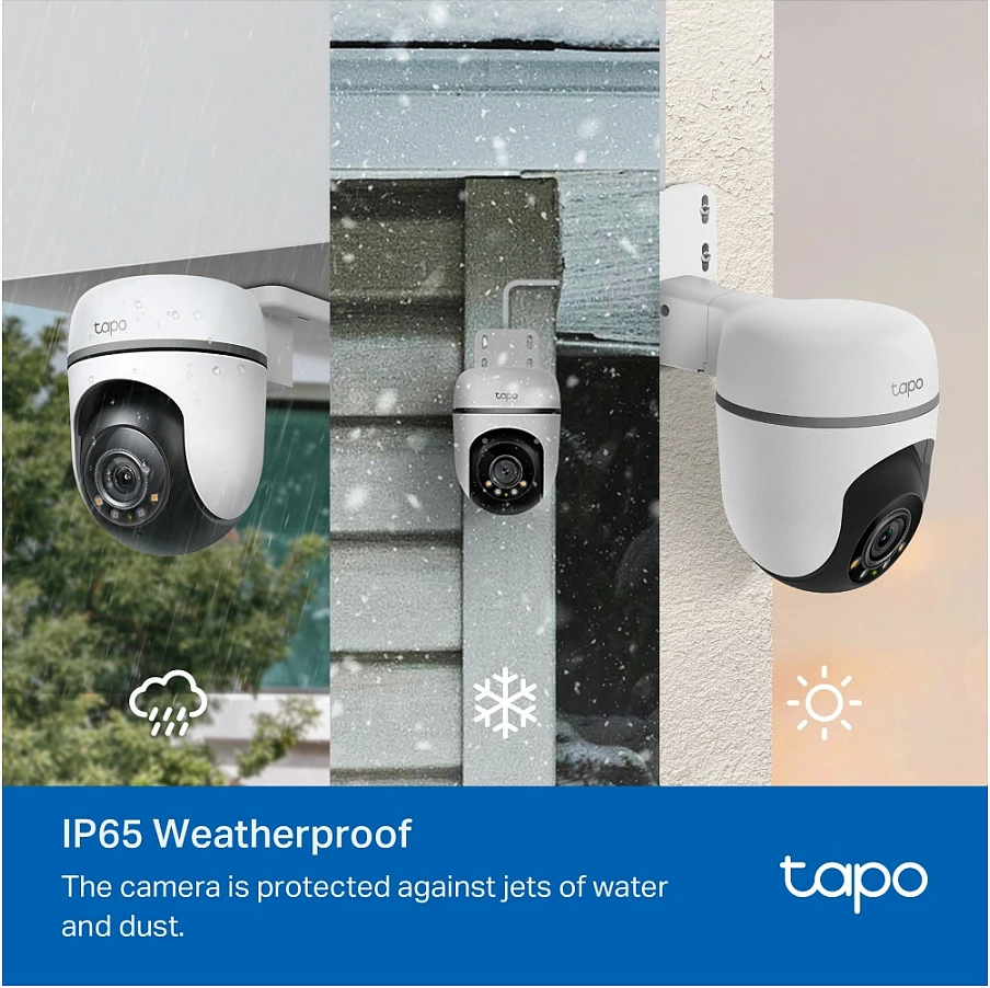 Kamerë sigurie IP TP-Link Tapo TC41 V2, Wi-Fi, Pan/Tilt 360°, 2K, IP65, Alexa/Google, bardhë/zezë