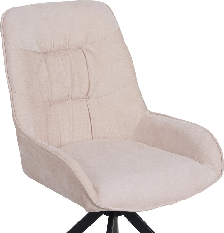 Kadeira rrotulluese, pëlhurë bezhë, këmbë metalike të zeza, 57.5x51x89