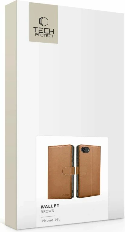 Mbështjellës Tech-Protect Wallet për iPhone 16e, Kafe