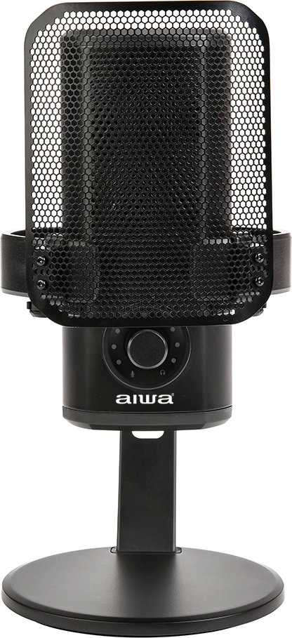 Mikrofon USB kondensator Aiwa PDM-10, 24-bit/96 kHz, me mbajtëse tavoline, e zezë