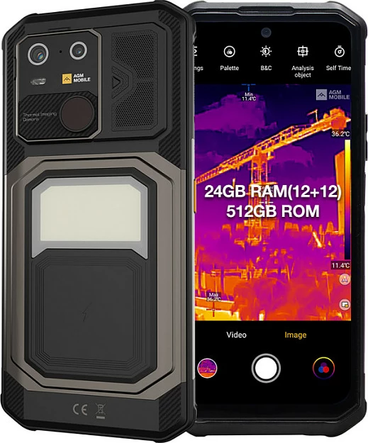 Celular AGM G3 Pro, 5G, 24GB RAM (12+12), 512GB, kamerë termike, 10000mAh, i zi/gri