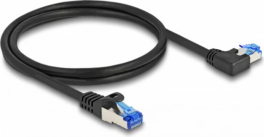 Kabllo rrjeti DeLOCK RJ45 Cat6a S/FTP 1m, drejt / konektor këndor, e zezë