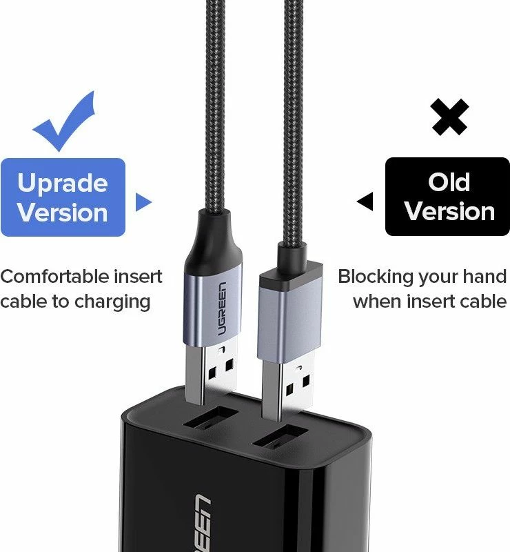 Kabllo USB-A në microUSB Ugreen US290 (60151) 1 m USB 2.0 2.4A e bardhë