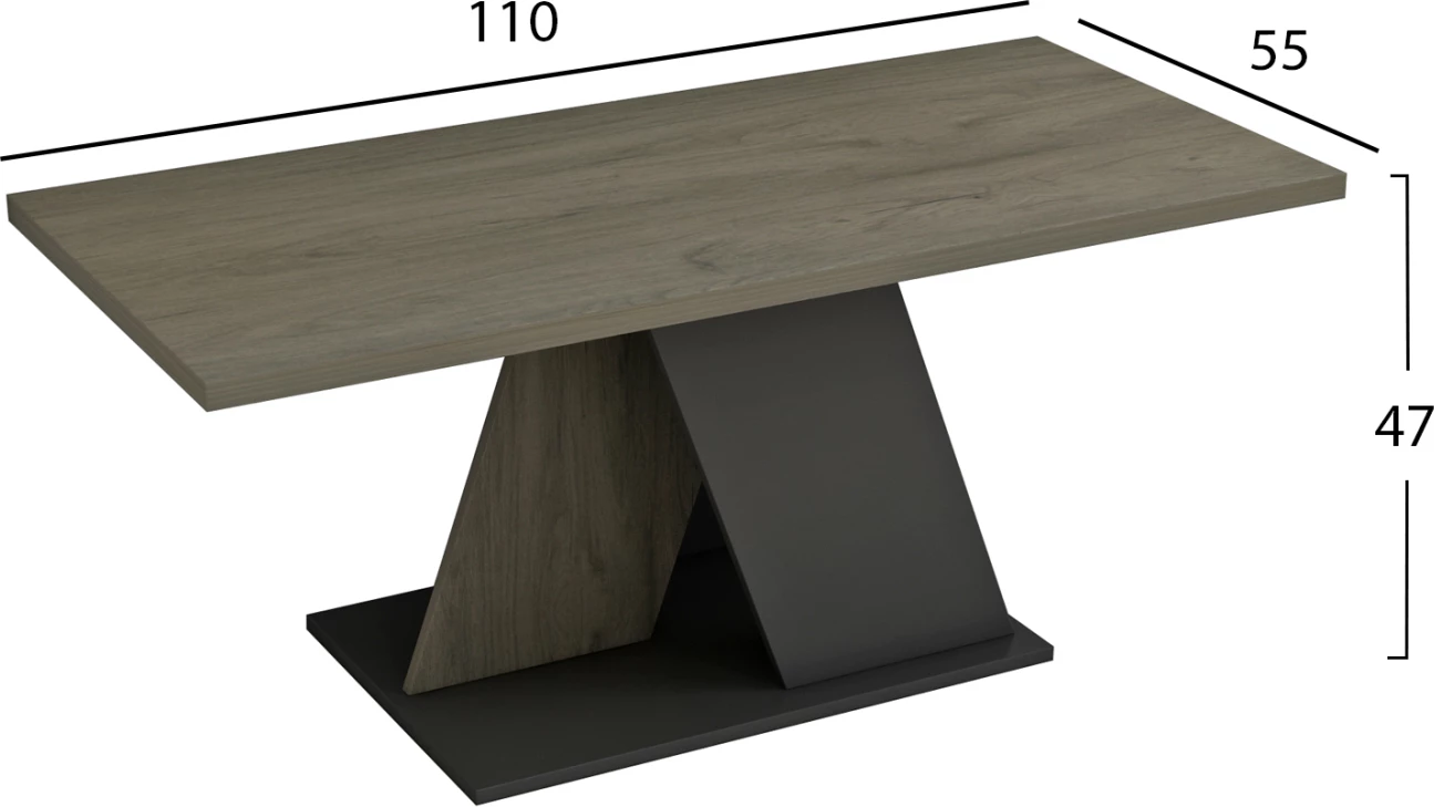 Tavolinë kafeje DILE FH9528.01 melaminë, ngjyrë sonama-gri, 110x55x47H cm