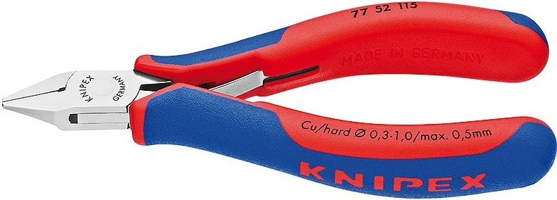 Knipex darë diagonale 77 52 115, 115mm, çelik, dorezë plastike, kaltër e kuqe