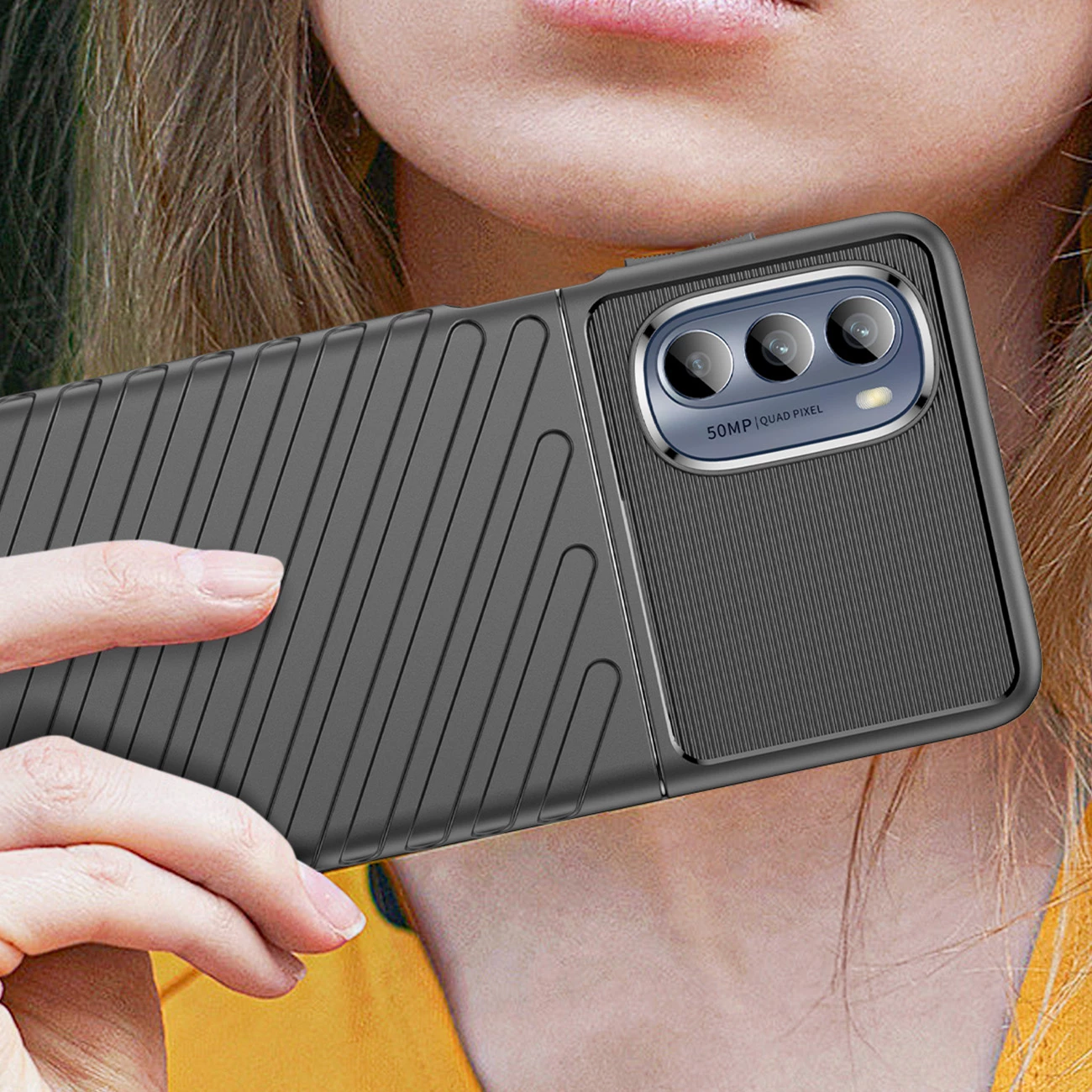 Mbështjellës Hurtel Thunder Case për Motorola Moto G62 5G, TPU, i zi